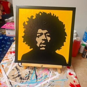 Jimi Hendrix Yellow 12" x 12" Acrylic Painting